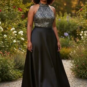 Michaelangelo Black and Silver Maxi Dress
